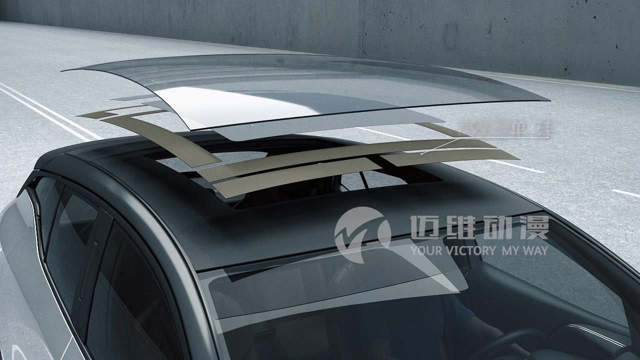 祝賀邁維動(dòng)漫制作汽車太陽(yáng)能天窗及系統(tǒng)三維動(dòng)畫宣傳片(圖3)